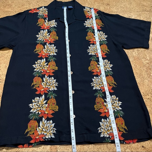 Cherokee Hawaiian Rayon Button Down Short Sleeve Shirt Sz M - Picture 9 of 12